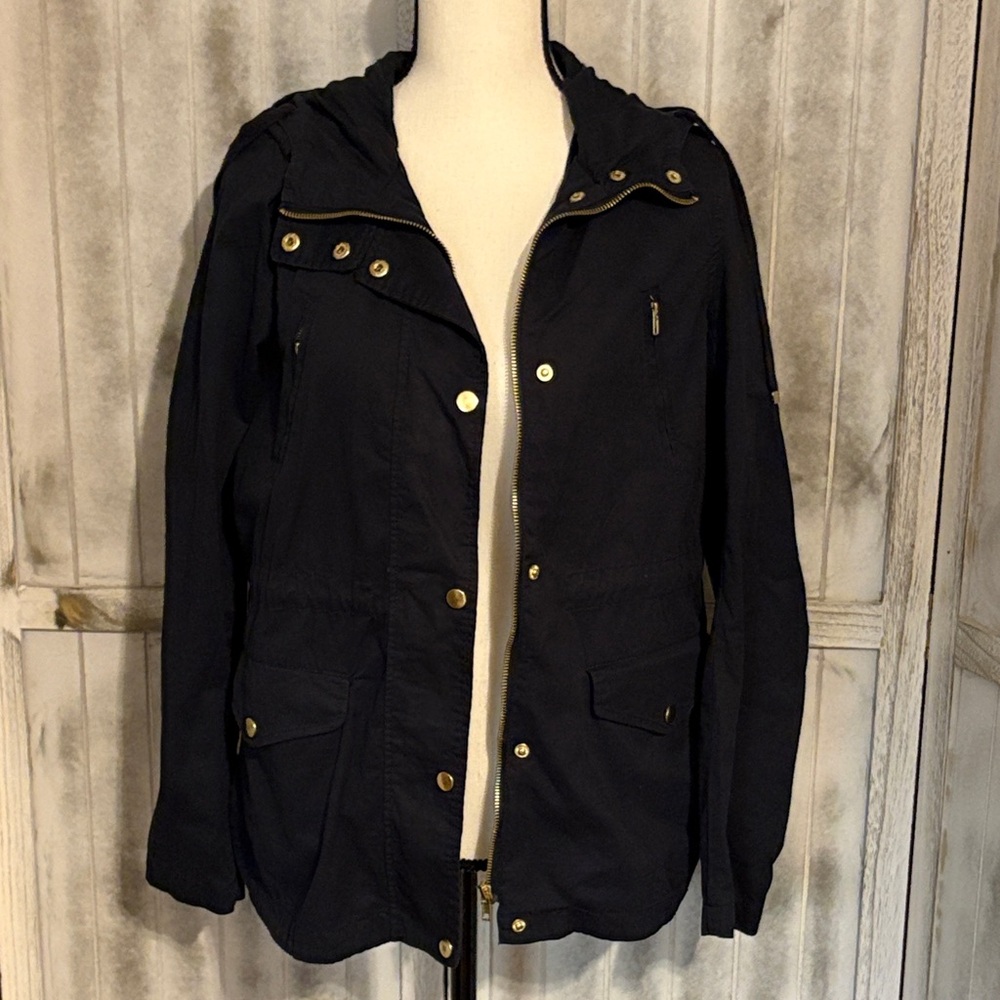 Love Tree Navy Blue Hooded Utility Jacket